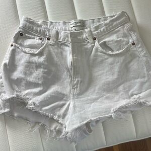 Abercrombie and Fitch Curve Love white cutoff shorts